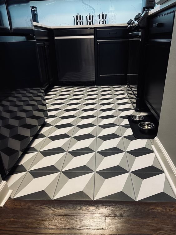 Ubin lantai dapur motif 3D